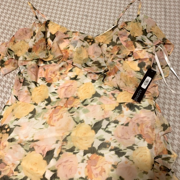 NWT. Adorne floral dress. Ruffled hem and flutter details on cold shoulder top. - Picture 4 of 5